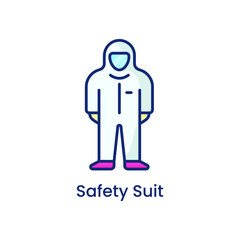 Corona Virus Safety Suit Colored Icon Vector