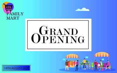 grand opening of a mart invitation with colorful background
