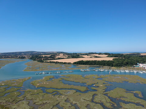 Aerial view of the Western Yar near Yarmouth, Isle of Wight, England