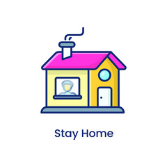 Corona Virus Stay Home Colored Icon Vector