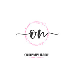 O N ON Initial handwriting and signature logo design with circle. Beautiful design handwritten logo for fashion, team, wedding, luxury logo.
