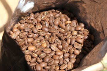 loose coffee beans background texture