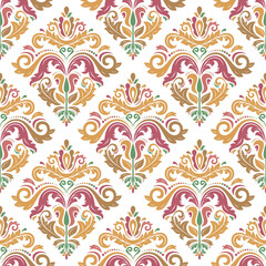 Fototapeta na wymiar Classic seamless vector pattern. Damask orient ornament. Classic vintage background. Orient colored ornament for fabric, wallpaper and packaging