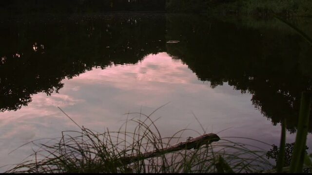 Time Lapse Sun set reflection on a lake surface.