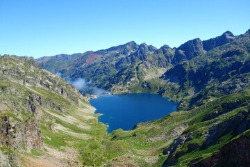 Naklejka na ściany i meble Lake Artouste is a natural lake, of glacial origin, from the Ossau valley in the Pyrénées-Atlantiques, France