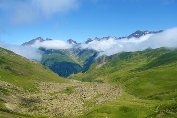 Fototapeta na wymiar Ossau valley view from Peyreget peak in Pyrenees, France