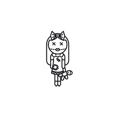 Gothic style ragdoll vector line icon