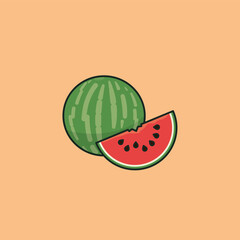 Watermelon and piece vector illustration for Watermelon Day on August 3. Fresh summer fruit symbol.