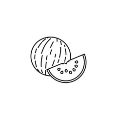 Watermelon and piece vector line icon