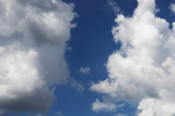 clear blue sky with plain white cloud with space for text background