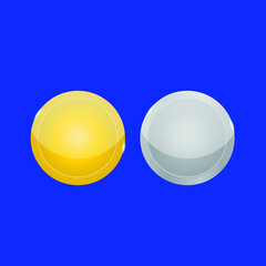 Gold and silver Medal Vector. Sport Game Golden Challenge Award. Red Ribbon. Isolated. Olive Branch. Realistic illustration. First and second winner medal. Button silver and gold