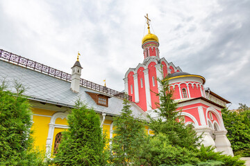 Fototapeta na wymiar Exterior of the Temple complex. Pavlovskaya Sloboda, Russia