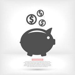 piggy bank vector icon. lorem ipsum Flat Design JPG