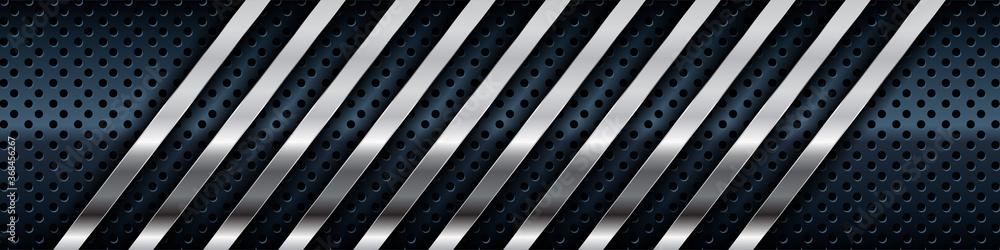 Aufkleber silver list dimension on black texture background. realistic overlap layers texture with silver ligh