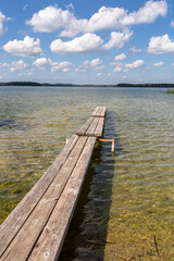 Fototapeta premium Boats and boat moorings on the lake
