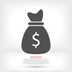 Money bag icon. lorem ipsum Flat Design JPG