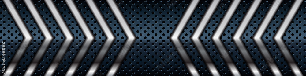 Aufkleber silver list dimension on black texture background. realistic overlap layers texture with silver ligh