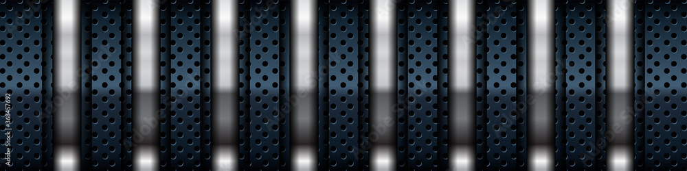 Aufkleber silver list dimension on black texture background. realistic overlap layers texture with silver ligh
