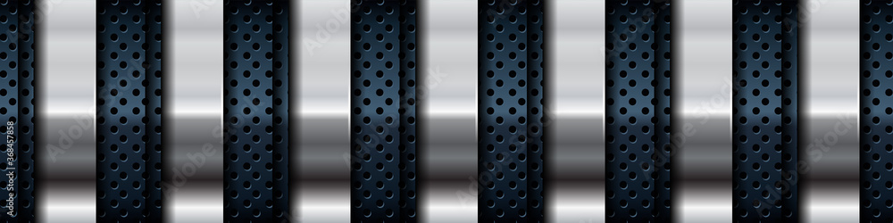 Aufkleber silver list dimension on black texture background. realistic overlap layers texture with silver ligh