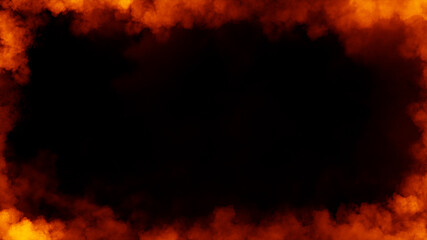 Frame of real fire flames burn motion smoke . Border isolated texture overlays. Film effect.