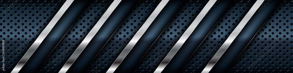 Aufkleber silver list dimension on black texture background. realistic overlap layers texture with silver ligh