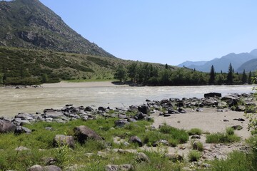 Landscape with mountains gorny altai
