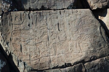 Cave drawings on Altai rock