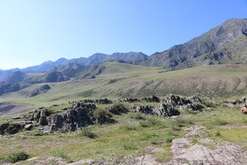 Fototapeta na wymiar Landscape with mountains on Altai