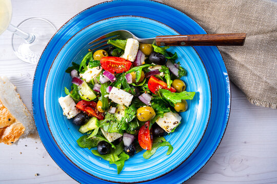 Rustic Greek salad with sheep's cheese