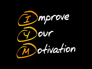 IYM - Improve Your Motivation acronym, business concept background