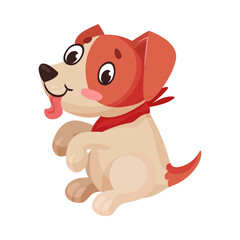 Funny Jack Russell Terrier Character Sitting and Wriggling Tail Vector Illustration