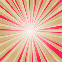 Pop art colorful comics book magazine cover. Striped rainbow background. Cartoon funny retro pattern strip mock up. Vector halftone illustration. 90-s style. Sunburst, starburst shape.