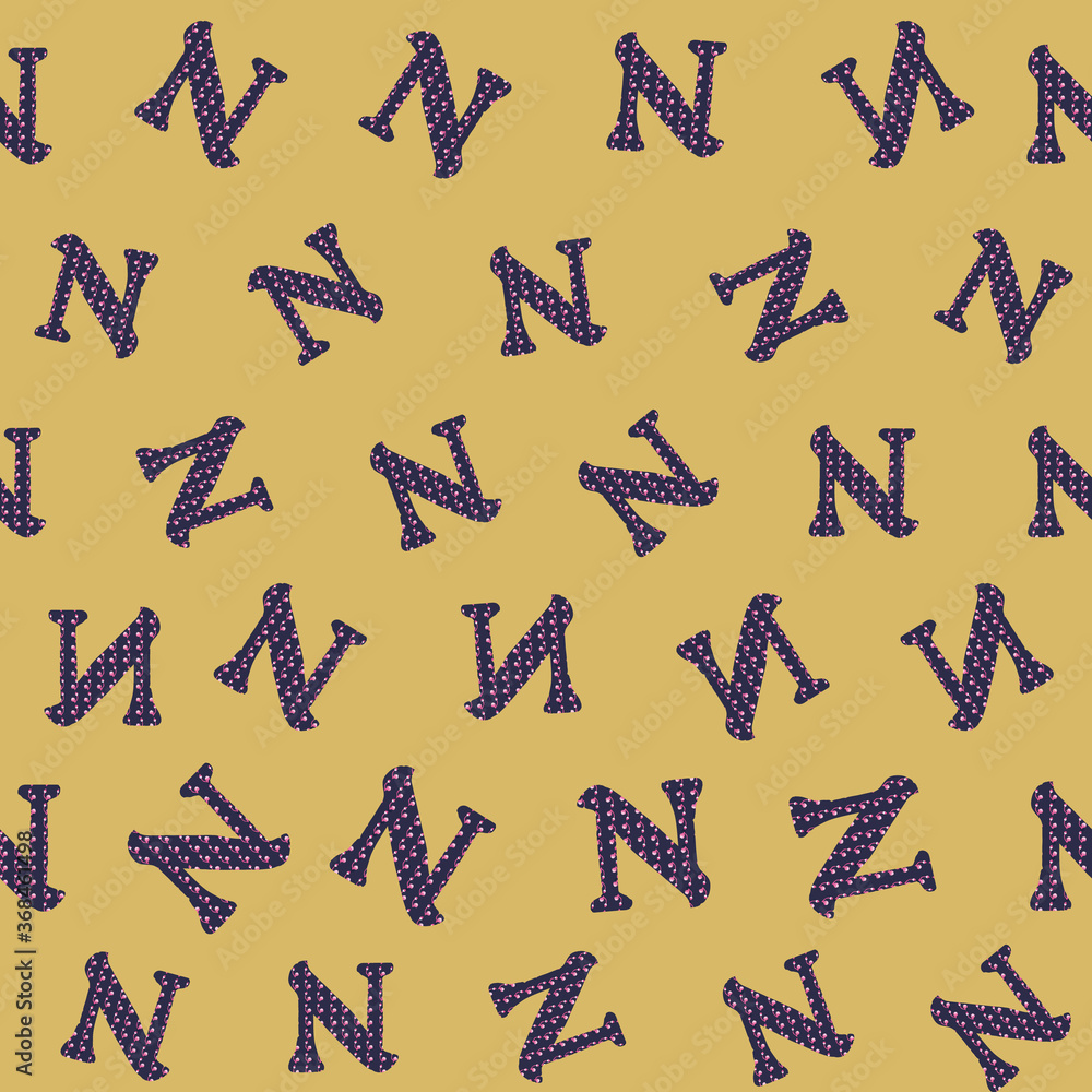 Poster n from the alfabet repeat pattern print background