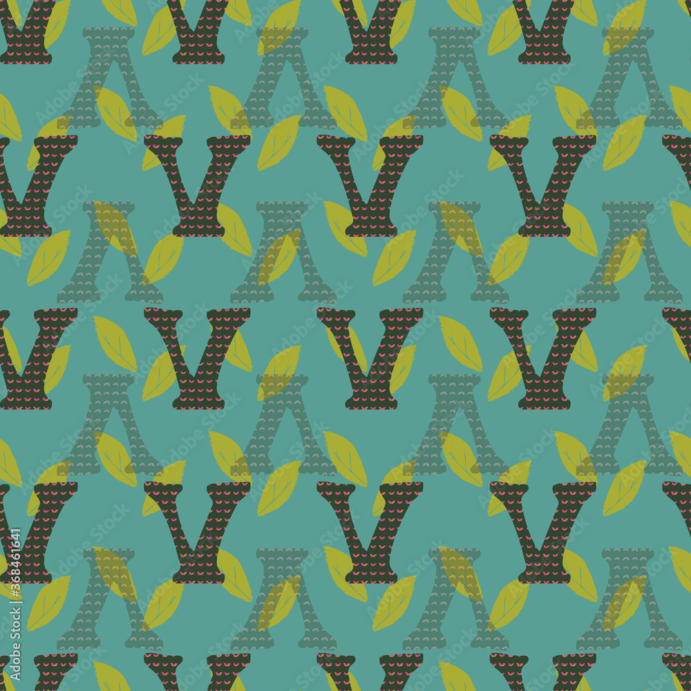 Poster v from the alfabet repeat pattern print background