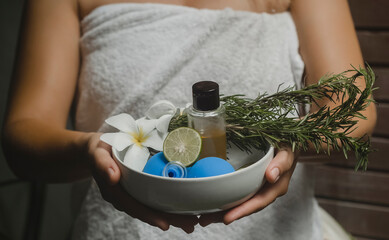 Self-massage for women with vacuum cups. Bath accessories for personal care. Spa