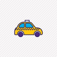Obraz na płótnie Canvas Vector illustration of taxi icon colored line. Beautiful transport element also can be used as cab icon element.