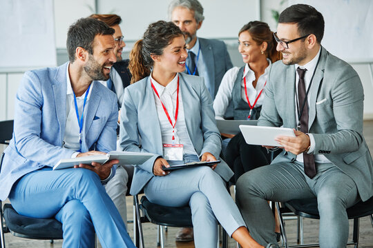 businesswoman office conference seminar audience congress meeting business team businessman