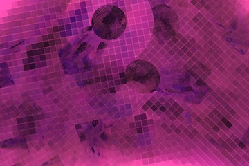 Pink and black squares in the form of an abstract mosaic, background for design and decoration