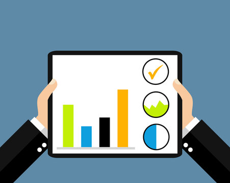 Business Daten auf Tablet - Flat Design