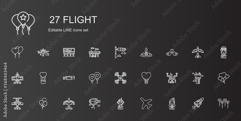 Wall mural flight icons set