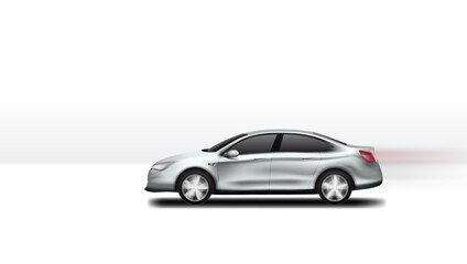 Obraz na płótnie Canvas Chrome Fast Car. Clear Business Sedan isolated