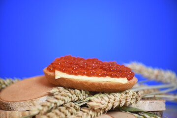 Sandwich with red caviar