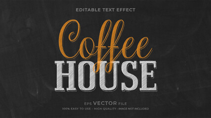 Coffee house chalk premium editable text effect - obrazy, fototapety, plakaty