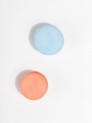 Pie macaroons on a white background. A look from above.