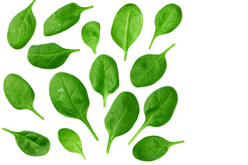 spinach leaves on wooden background. Healthy food. Top view.