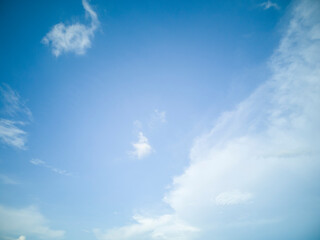 soft white clouds on blue sky background.