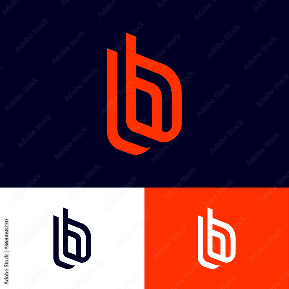 Poster b letters on different backgrounds. double b monogram consist of red elements. this logo can be used