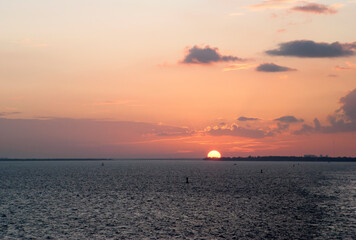 The Sunset With Miami Coastline