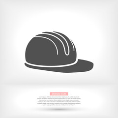 Job safety equipment helmet or hat for industrial safety black and white icon vector. Security for industry or construction uniform concept icon vector illustration isolated on white icon vector