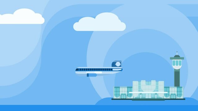 Airplane animation traveling around world video